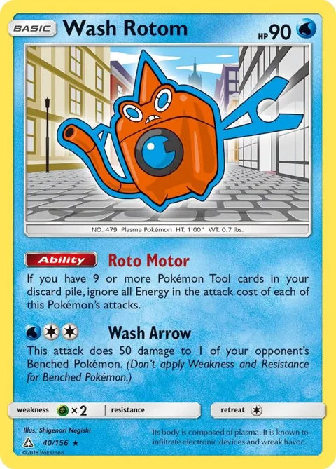 Wash Rotom #40/156 Reverse Holofoil Pokémon card from SM - Ultra Prism