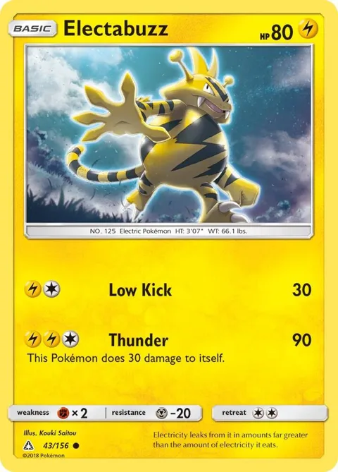 Electabuzz #43/156 Reverse Holofoil Pokémon card from SM - Ultra Prism