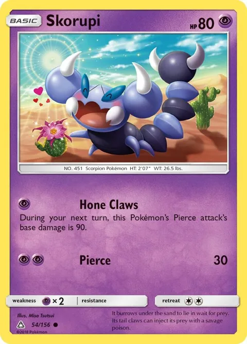 Skorupi #54/156 Reverse Holofoil Pokémon card from SM - Ultra Prism