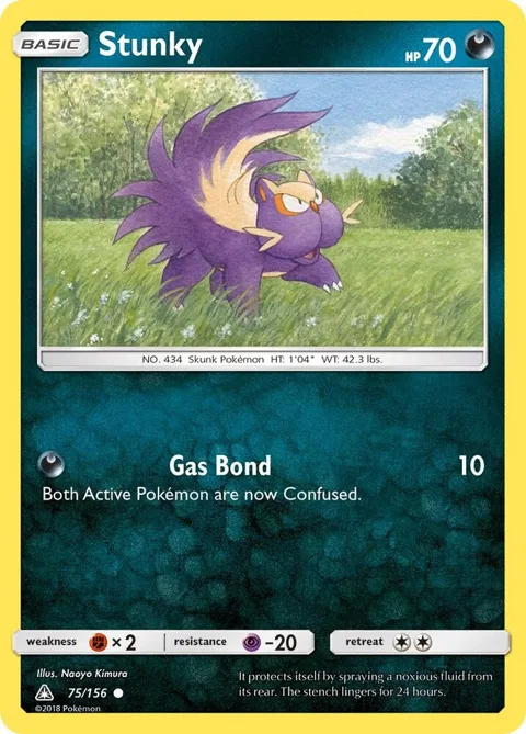 Stunky #75/156 Reverse Holofoil Pokémon card from SM - Ultra Prism