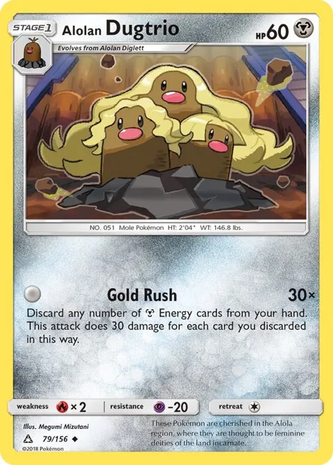 Alolan Dugtrio #79/156 Reverse Holofoil Pokémon card from SM - Ultra Prism