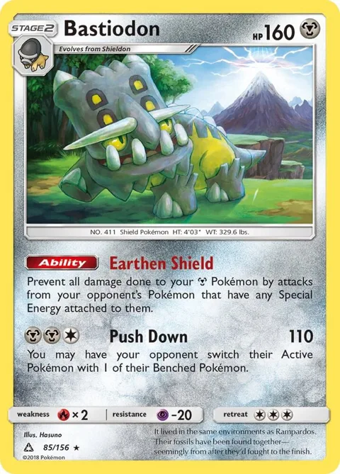 Bastiodon #85/156 Holofoil Pokémon card from SM - Ultra Prism