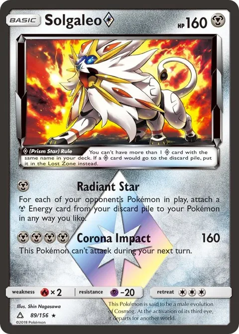 Solgaleo Prism Star #89/156 Holofoil Pokémon card from SM - Ultra Prism