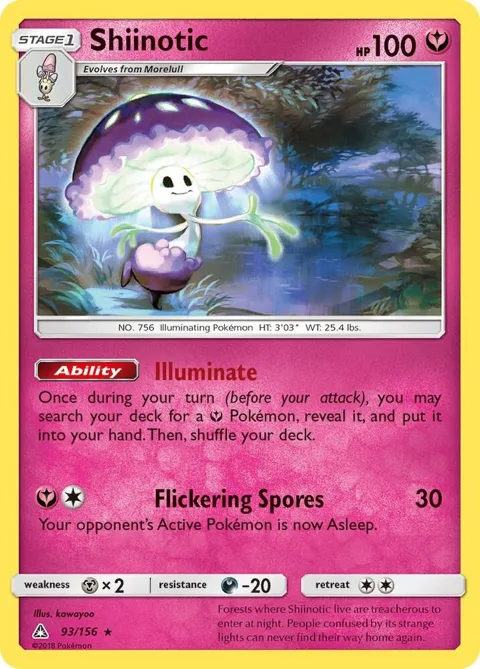 Shiinotic #93/156 Reverse Holofoil Pokémon card from SM - Ultra Prism
