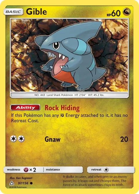 Gible 97 #97/156 Reverse Holofoil Pokémon card from SM - Ultra Prism