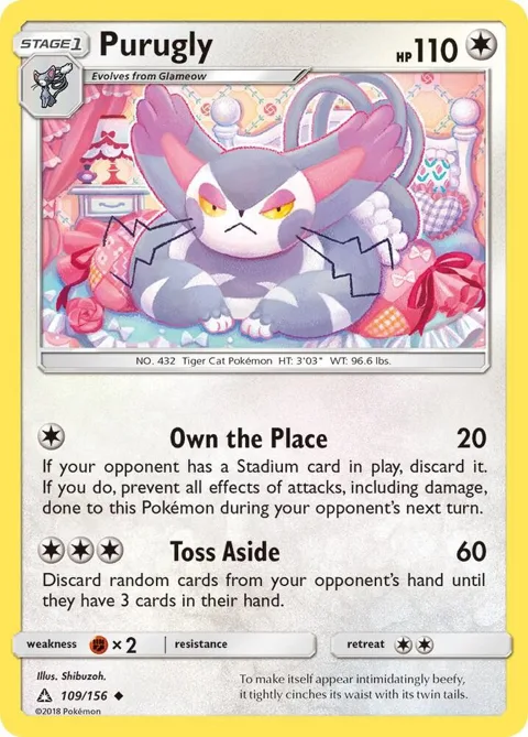Purugly #109/156 Reverse Holofoil Pokémon card from SM - Ultra Prism