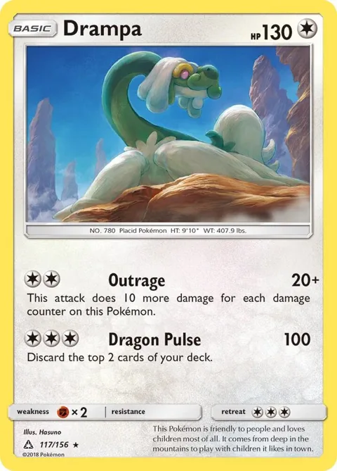 Drampa #117/156 Reverse Holofoil Pokémon card from SM - Ultra Prism