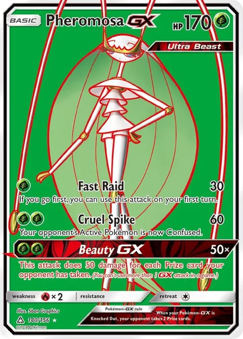 Pheromosa GX Full Art #140/156 Holofoil Pokémon card from SM - Ultra Prism
