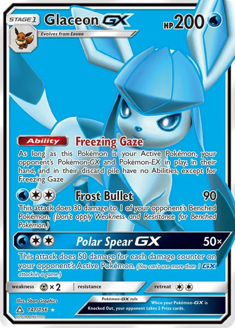 Glaceon GX Full Art #141/156 Holofoil Pokémon card from SM - Ultra Prism