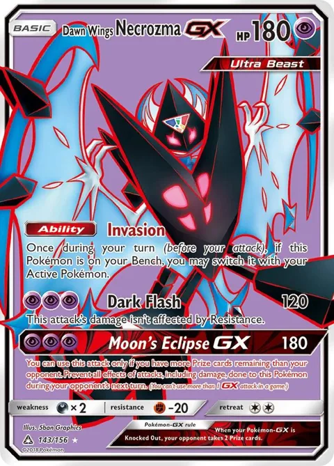 Dawn Wings Necrozma GX Full Art #143/156 Holofoil Pokémon card from SM - Ultra Prism