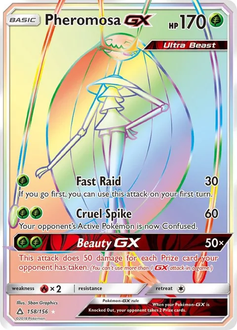 Pheromosa GX Secret Rare #158/156 Holofoil Pokémon card from SM - Ultra Prism
