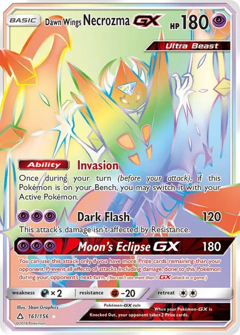 Dawn Wings Necrozma GX Secret Rare #161/156 Holofoil Pokémon card from SM - Ultra Prism
