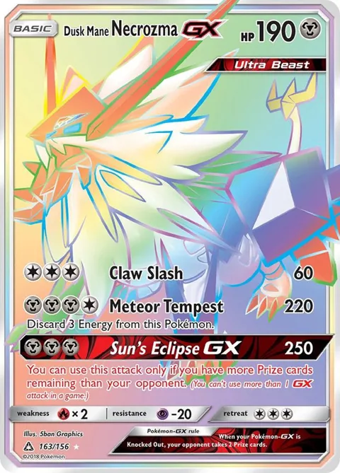 Dusk Mane Necrozma GX Secret Rare #163/156 Holofoil Pokémon card from SM - Ultra Prism