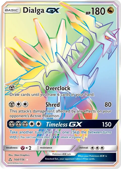 Dialga GX Secret Rare #164/156 Holofoil Pokémon card from SM - Ultra Prism