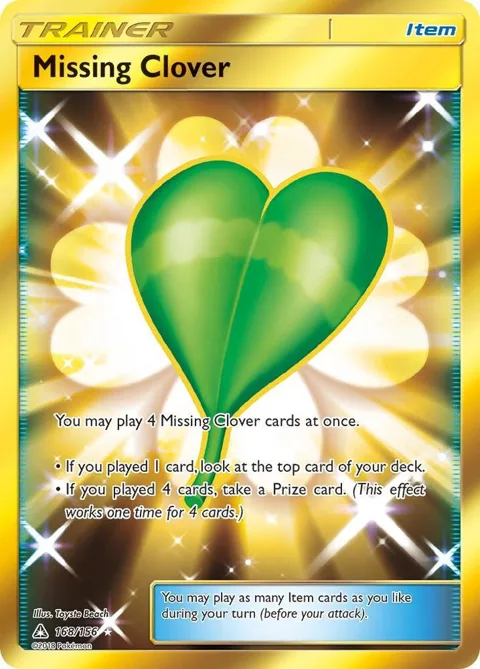Missing Clover Secret Rare #168/156 Holofoil Pokémon card from SM - Ultra Prism