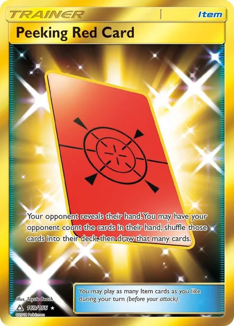 Peeking Red Card Secret Rare #169/156 Holofoil Pokémon card from SM - Ultra Prism