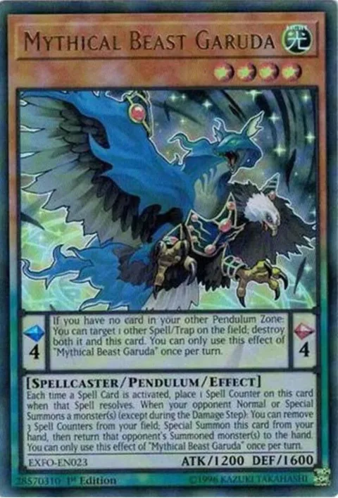 Mythical Beast Garuda EXFO-EN023 Unlimited Yu-Gi-Oh card from Extreme Force