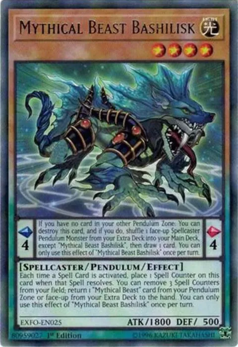 Mythical Beast Bashilisk EXFO-EN025 1st Edition Yu-Gi-Oh card from Extreme Force