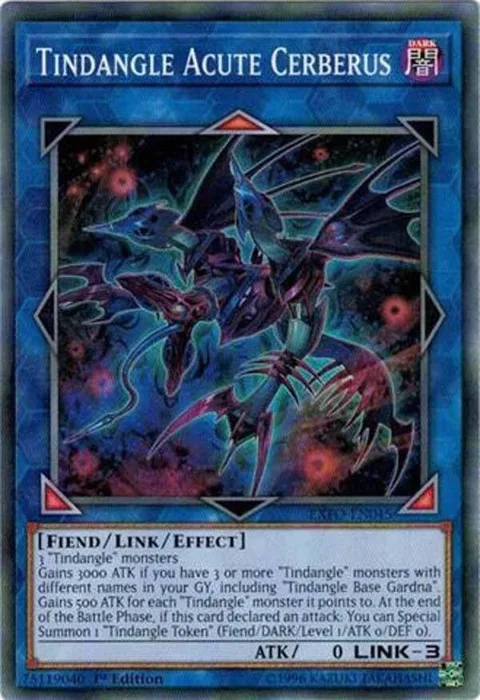 Tindangle Acute Cerberus EXFO-EN045 1st Edition Yu-Gi-Oh card from Extreme Force