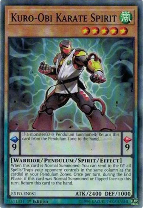 Kuro-Obi Karate Spirit EXFO-EN081 1st Edition Yu-Gi-Oh card from Extreme Force