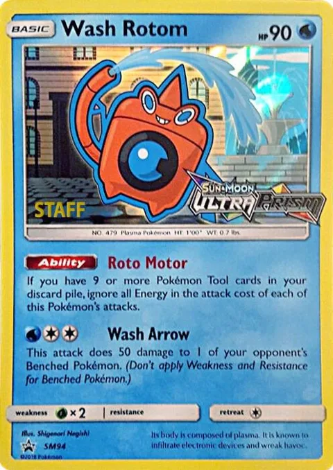 Wash Rotom - SM94 Prerelease [Staff] #SM94 Holofoil Pokémon card from SM Promos