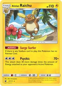 Alolan Raichu - 31/111 SM Crimson Invasion #031/111 Pokémon card from Deck Exclusives
