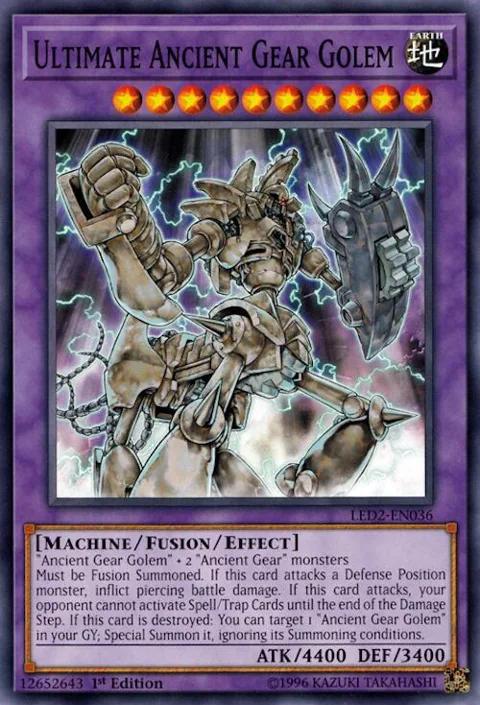 Ultimate Ancient Gear Golem LED2-EN036 Yu-Gi-Oh card from Legendary Duelists: Ancient Millennium