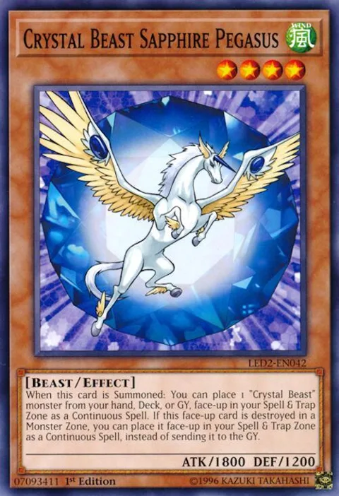 Crystal Beast Sapphire Pegasus LED2-EN042 Yu-Gi-Oh card from Legendary Duelists: Ancient Millennium