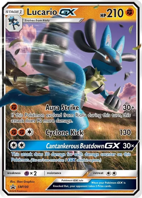 Lucario GX #SM100 Holofoil Pokémon card from SM Promos