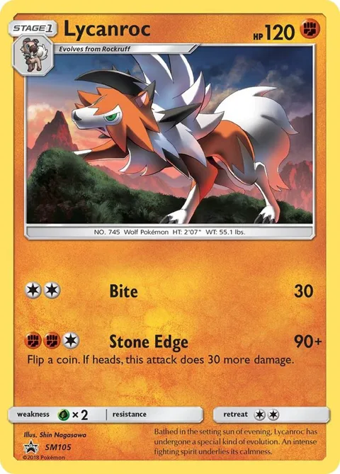 Lycanroc #SM105 Holofoil Pokémon card from SM Promos