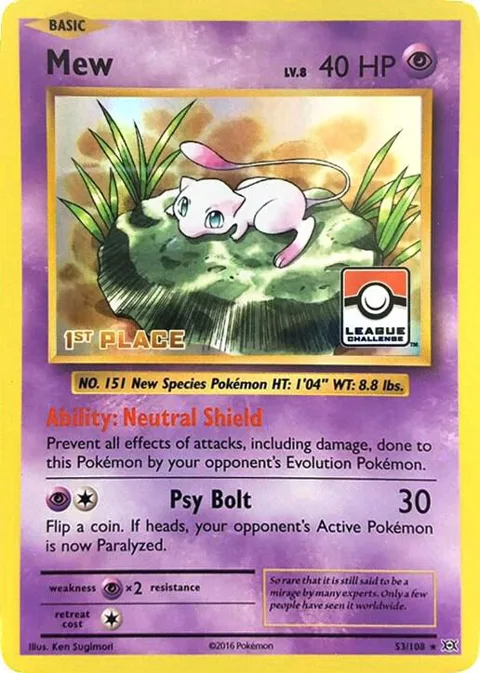 Mew - 53/108 League Challenge [1st Place] #053/108 Holofoil Pokémon card from League & Championship Cards
