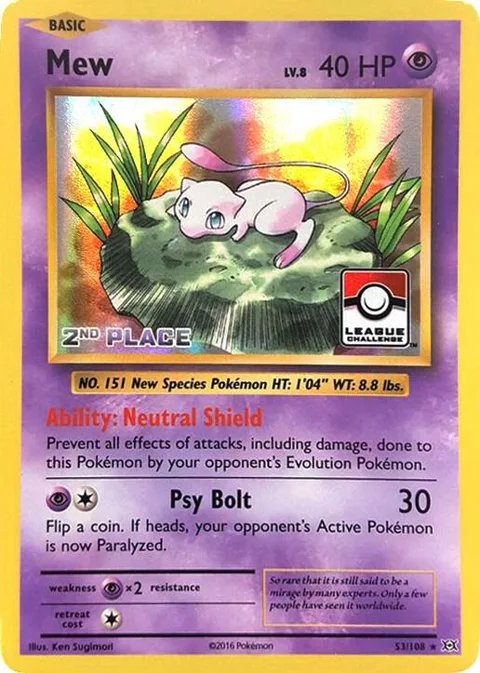 Mew - 53/108 League Challenge [2nd Place] #053/108 Holofoil Pokémon card from League & Championship Cards