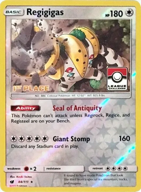 Regigigas - 84/111 League Challenge [1st Place] #084/111 Reverse Holofoil Pokémon card from League & Championship Cards