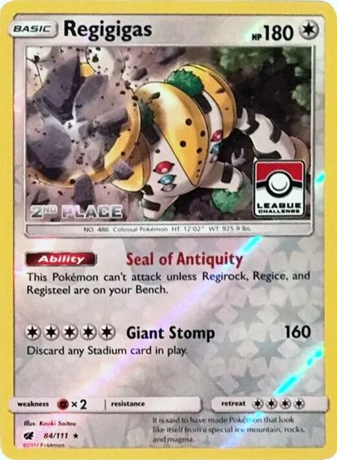 Regigigas - 84/111 League Challenge [2nd Place] #084/111 Reverse Holofoil Pokémon card from League & Championship Cards