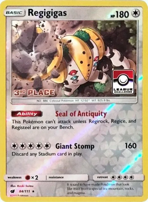Regigigas - 84/111 League Challenge [3rd Place] #084/111 Reverse Holofoil Pokémon card from League & Championship Cards