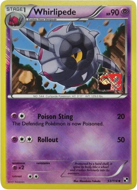 Whirlipede - 53/114 League Promo #053/114 Reverse Holofoil Pokémon card from League & Championship Cards