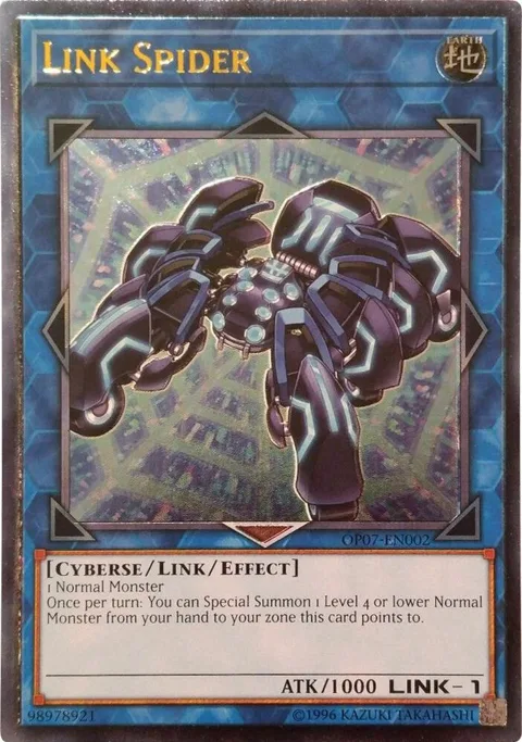 Link Spider Ultimate Rare OP07-EN002 Yu-Gi-Oh card from OTS Tournament Pack 7