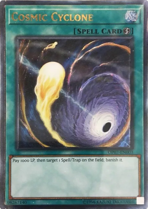 Cosmic Cyclone Ultimate Rare OP07-EN003 Yu-Gi-Oh card from OTS Tournament Pack 7