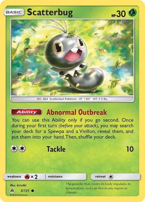 Scatterbug 5 #5/131 Reverse Holofoil Pokémon card from SM - Forbidden Light