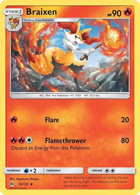 Braixen #16/131 Pokémon card from SM - Forbidden Light