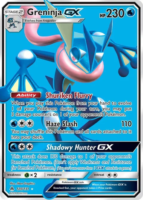 Greninja GX Full Art #120/131 Holofoil Pokémon card from SM - Forbidden Light
