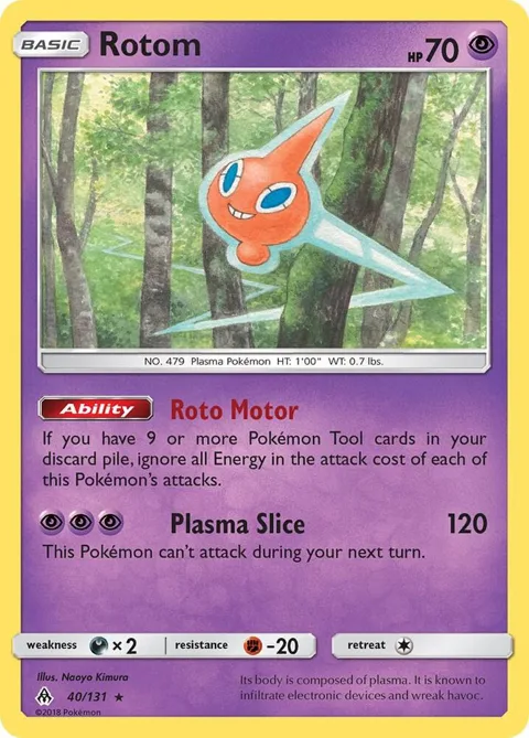Rotom #40/131 Pokémon card from SM - Forbidden Light