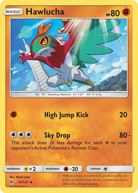 Hawlucha #70/131 Reverse Holofoil Pokémon card from SM - Forbidden Light