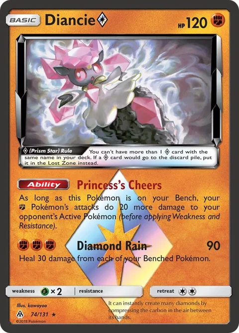 Diancie Prism Star #74/131 Holofoil Pokémon card from SM - Forbidden Light