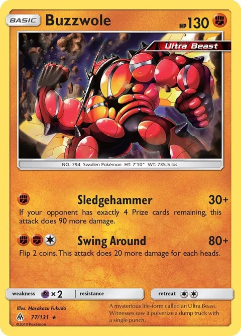 Buzzwole #77/131 Reverse Holofoil Pokémon card from SM - Forbidden Light
