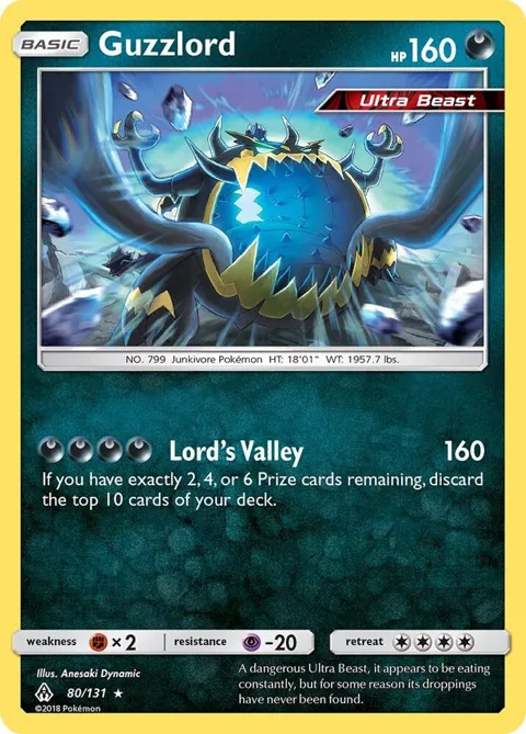 Guzzlord #80/131 Holofoil Pokémon card from SM - Forbidden Light