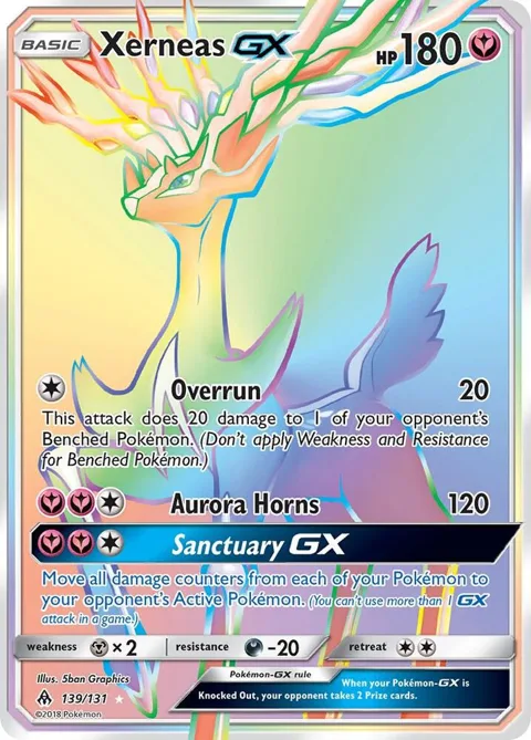 Xerneas GX Secret Rare #139/131 Holofoil Pokémon card from SM - Forbidden Light