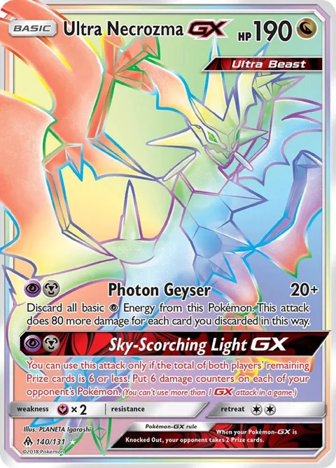 Ultra Necrozma GX Secret Rare #140/131 Holofoil Pokémon card from SM - Forbidden Light