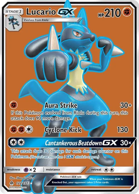 Lucario GX Full Art #122/131 Holofoil Pokémon card from SM - Forbidden Light