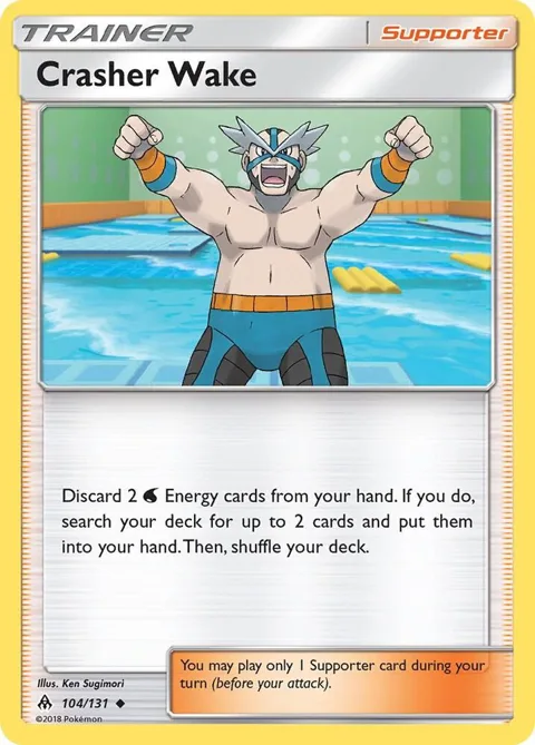 Crasher Wake #104/131 Pokémon card from SM - Forbidden Light